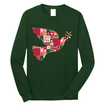 Christmas Joyful Pattern Peace Dove Long Sleeve Shirt