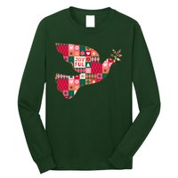 Christmas Joyful Pattern Peace Dove Long Sleeve Shirt