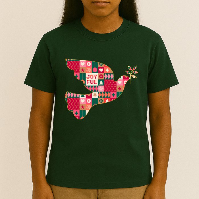 Christmas Joyful Pattern Peace Dove T-Shirt