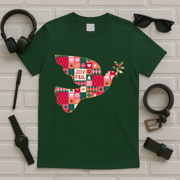 Christmas Joyful Pattern Peace Dove T-Shirt