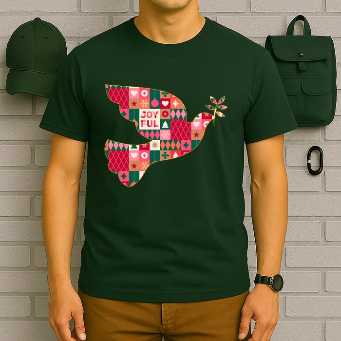 Christmas Joyful Pattern Peace Dove T-Shirt