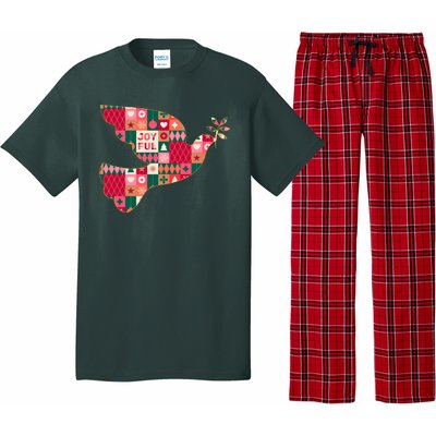 Christmas Joyful Pattern Peace Dove Pajama Set