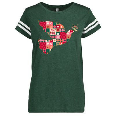 Christmas Joyful Pattern Peace Dove Enza Ladies Jersey Football T-Shirt