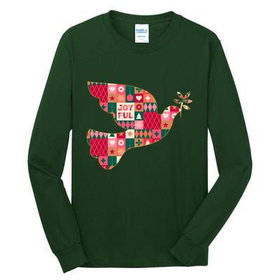Christmas Joyful Pattern Peace Dove Tall Long Sleeve T-Shirt