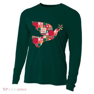 Christmas Joyful Pattern Peace Dove Cooling Performance Long Sleeve Crew