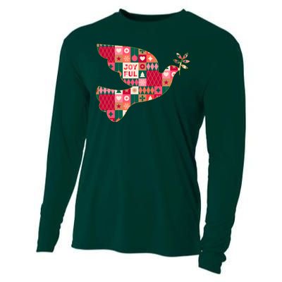 Christmas Joyful Pattern Peace Dove Cooling Performance Long Sleeve Crew