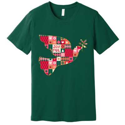 Christmas Joyful Pattern Peace Dove Premium T-Shirt
