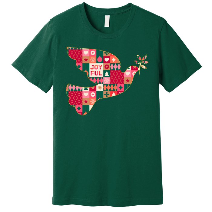 Christmas Joyful Pattern Peace Dove Premium T-Shirt