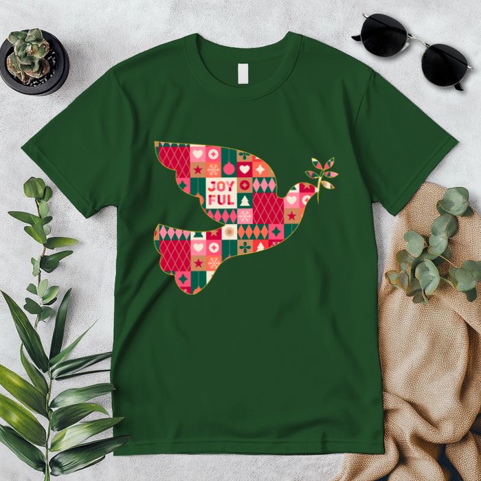 Christmas Joyful Pattern Peace Dove Premium T-Shirt