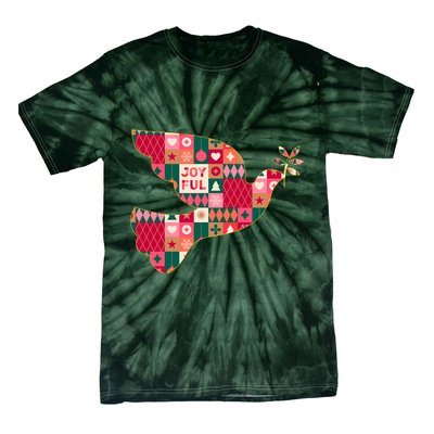 Christmas Joyful Pattern Peace Dove Tie-Dye T-Shirt