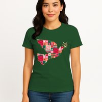 Christmas Joyful Pattern Peace Dove Womens T-Shirt