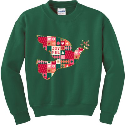 Christmas Joyful Pattern Peace Dove Kids Sweatshirt