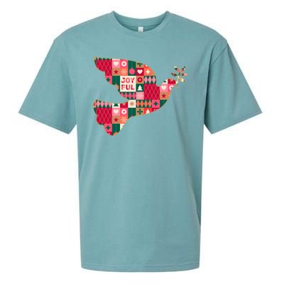 Christmas Joyful Pattern Peace Dove Sueded Cloud Jersey T-Shirt