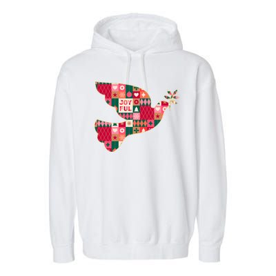 Christmas Joyful Pattern Peace Dove Garment-Dyed Fleece Hoodie