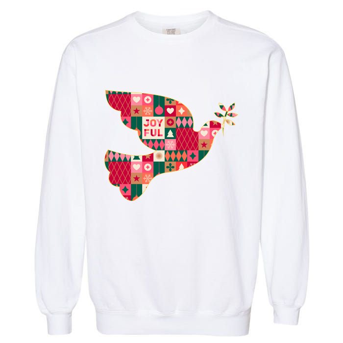 Christmas Joyful Pattern Peace Dove Garment-Dyed Sweatshirt