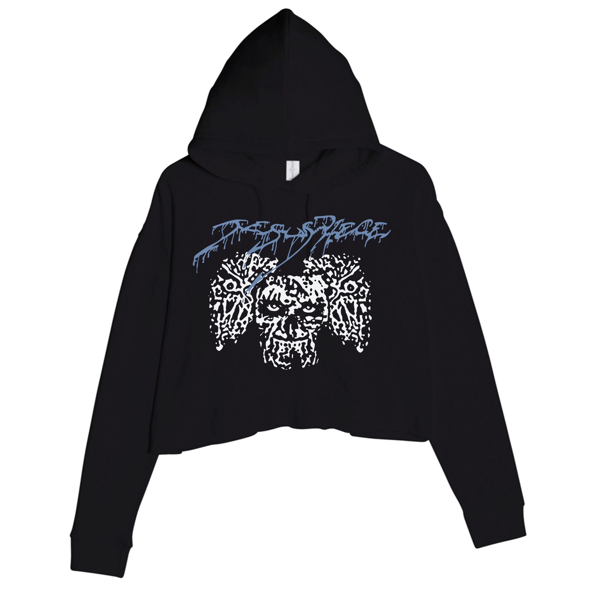 Coldcuts Jesus Piece Three Skulls Crop Fleece Hoodie