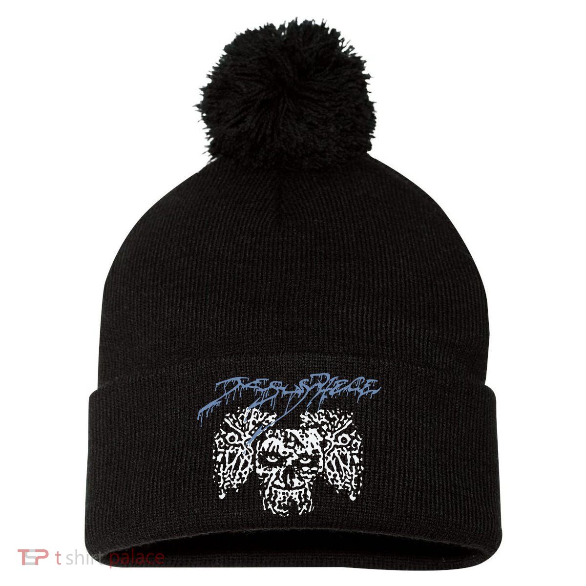 Coldcuts Jesus Piece Three Skulls Pom Pom 12in Knit Beanie