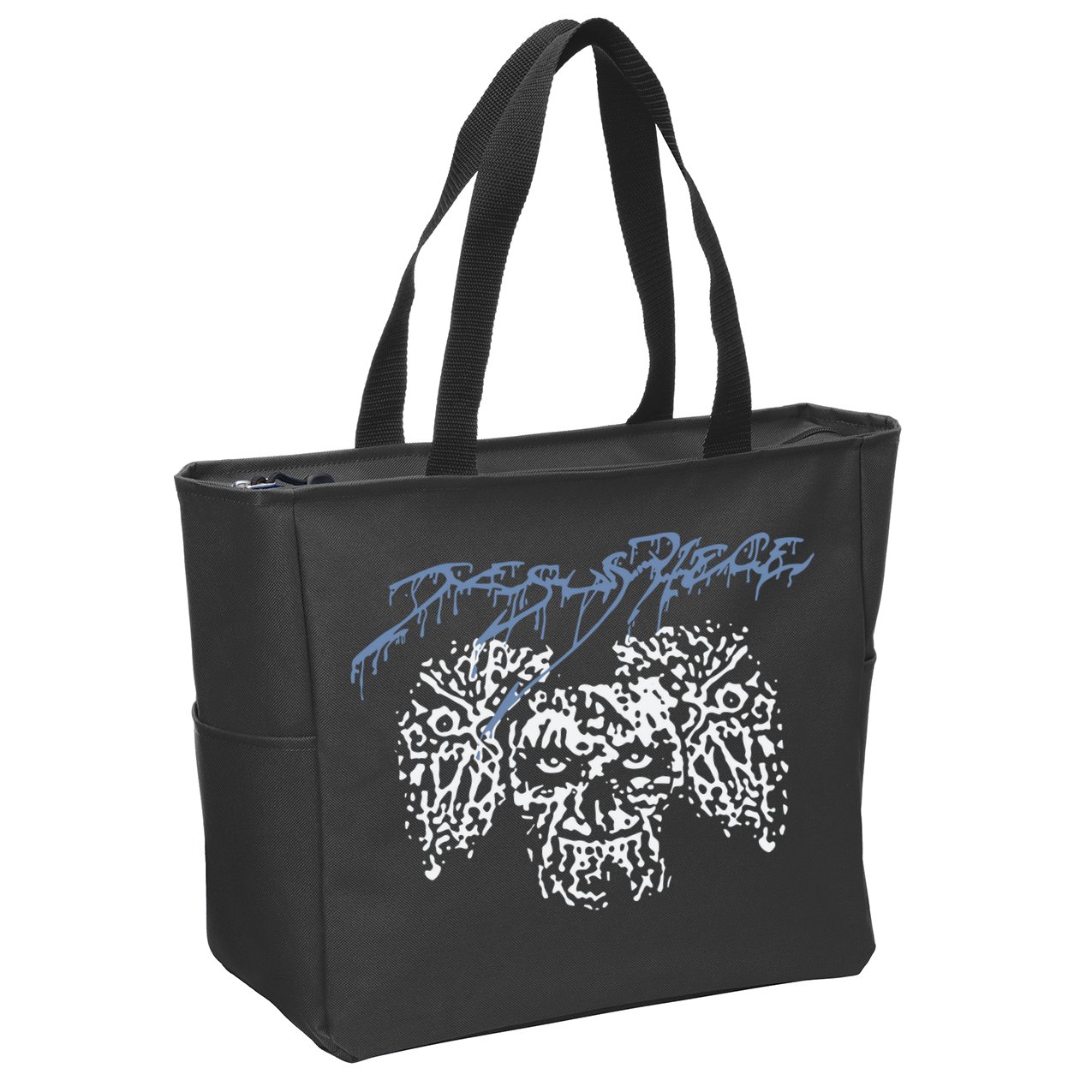 Coldcuts Jesus Piece Three Skulls Zip Tote Bag