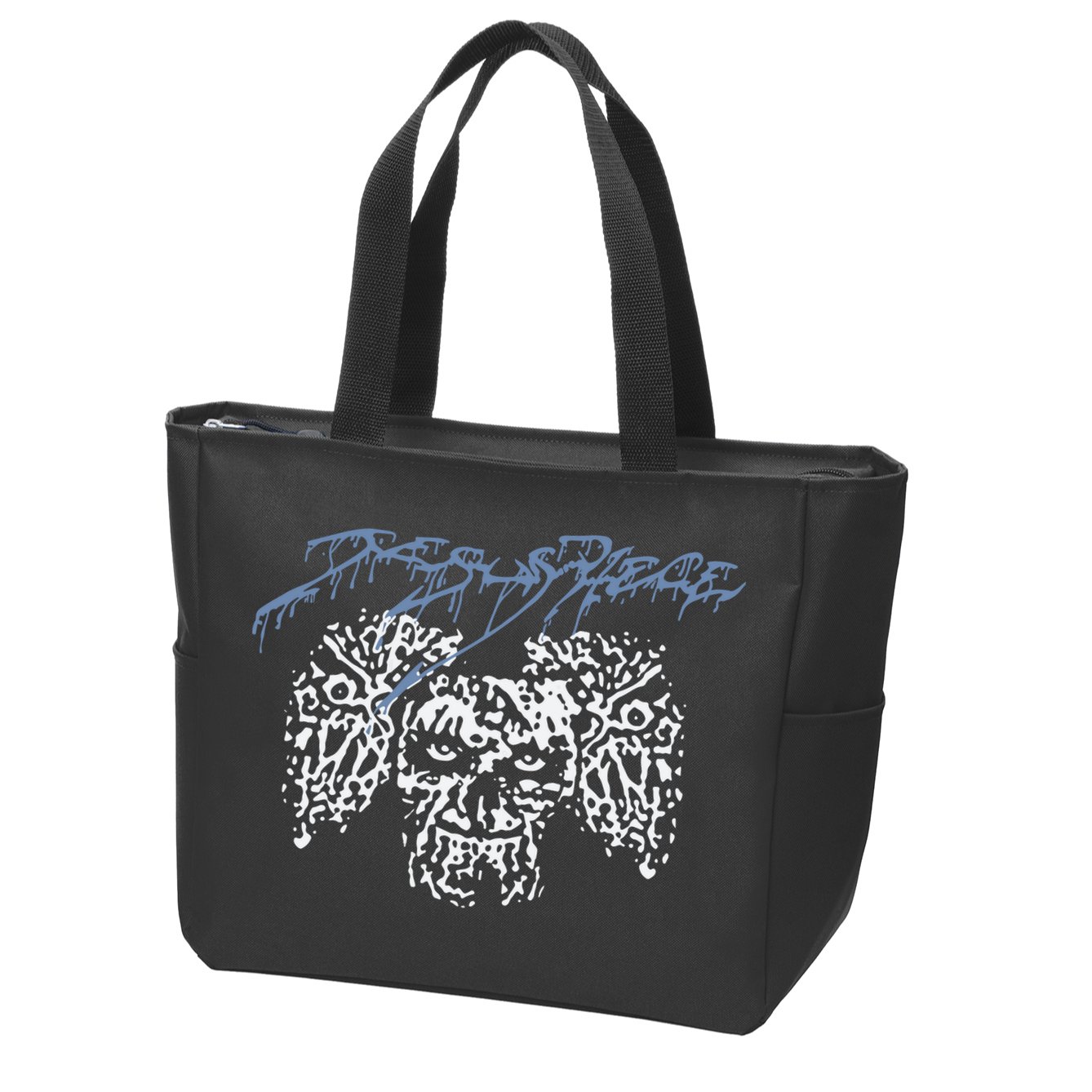 Coldcuts Jesus Piece Three Skulls Zip Tote Bag