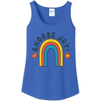 Choose Joy! Retro 70's Style Happy Rainbow Cool Gift Ladies Essential Tank