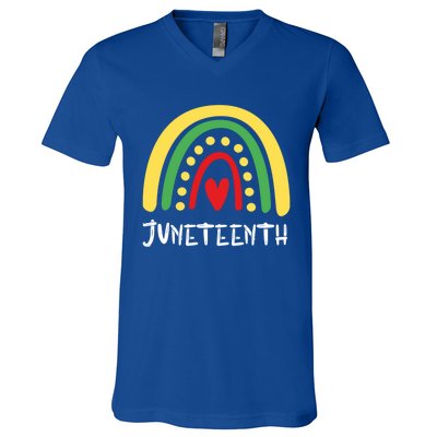 Cool Juneteenth Rainbow Funny Freedom Independence Day Gift V-Neck T-Shirt