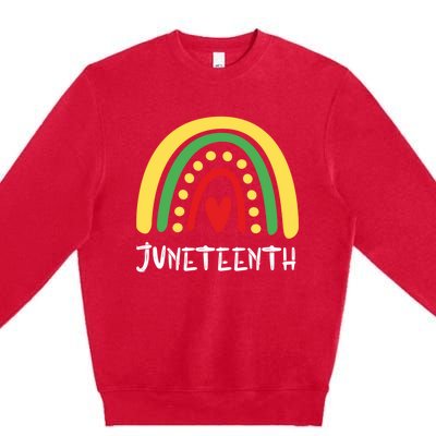 Cool Juneteenth Rainbow Funny Freedom Independence Day Gift Premium Crewneck Sweatshirt