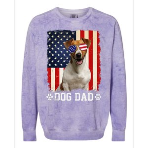 Cool Jack Russell Terrier Dog Dad American Flag FatherS Day Colorblast Crewneck Sweatshirt