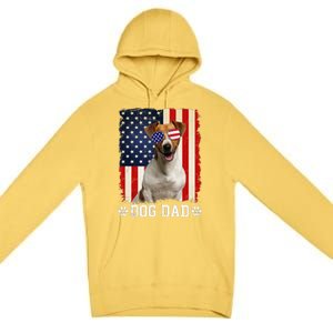 Cool Jack Russell Terrier Dog Dad American Flag FatherS Day Premium Pullover Hoodie