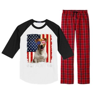 Cool Jack Russell Terrier Dog Dad American Flag FatherS Day Raglan Sleeve Pajama Set