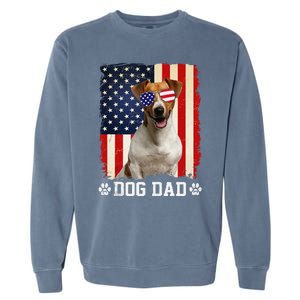 Cool Jack Russell Terrier Dog Dad American Flag FatherS Day Garment-Dyed Sweatshirt