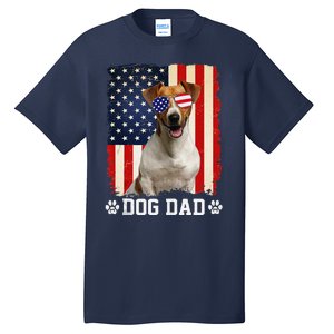 Cool Jack Russell Terrier Dog Dad American Flag FatherS Day Tall T-Shirt