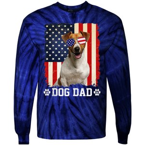 Cool Jack Russell Terrier Dog Dad American Flag FatherS Day Tie-Dye Long Sleeve Shirt