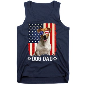 Cool Jack Russell Terrier Dog Dad American Flag FatherS Day Tank Top