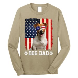 Cool Jack Russell Terrier Dog Dad American Flag FatherS Day Long Sleeve Shirt