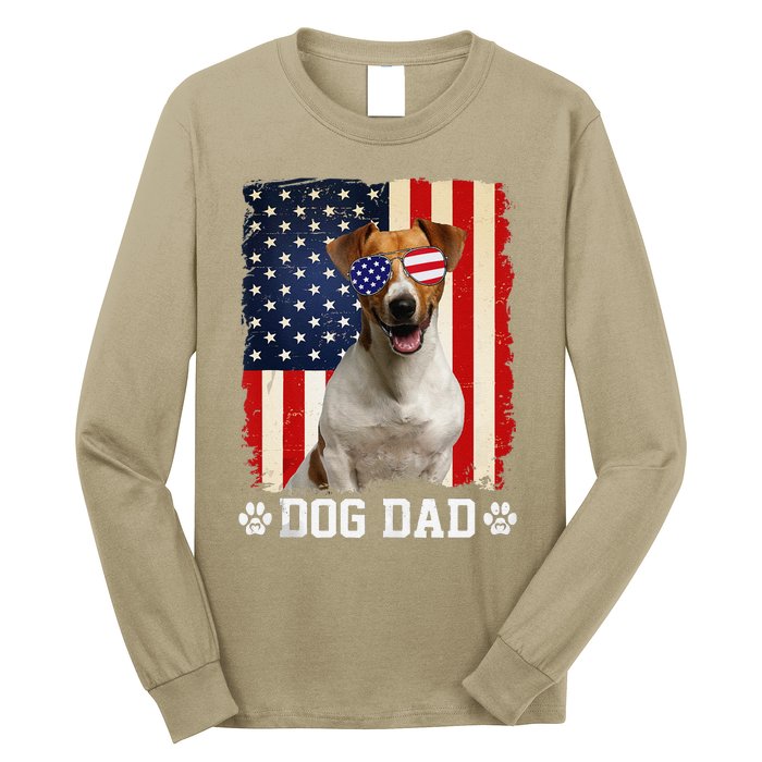 Cool Jack Russell Terrier Dog Dad American Flag FatherS Day Long Sleeve Shirt