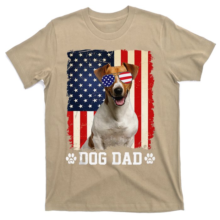 Cool Jack Russell Terrier Dog Dad American Flag FatherS Day T-Shirt