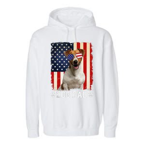 Cool Jack Russell Terrier Dog Dad American Flag FatherS Day Garment-Dyed Fleece Hoodie