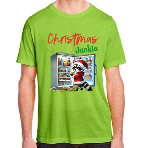 Christmas Junkie Raccoon Santa Hat Food Lovers Xmas Fridge Adult ChromaSoft Performance T-Shirt