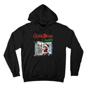 Christmas Junkie Raccoon Santa Hat Food Lovers Xmas Fridge Hoodie