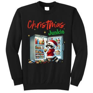 Christmas Junkie Raccoon Santa Hat Food Lovers Xmas Fridge Sweatshirt