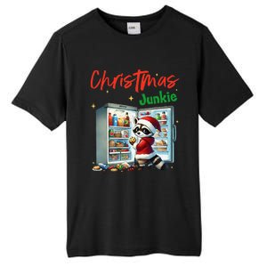 Christmas Junkie Raccoon Santa Hat Food Lovers Xmas Fridge Tall Fusion ChromaSoft Performance T-Shirt