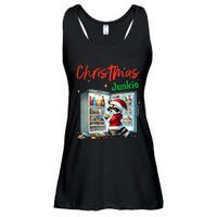 Christmas Junkie Raccoon Santa Hat Food Lovers Xmas Fridge Ladies Essential Flowy Tank