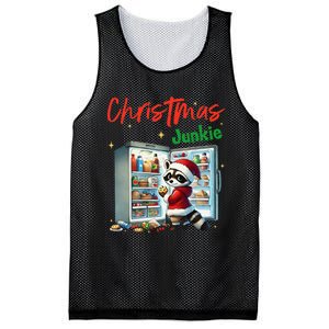 Christmas Junkie Raccoon Santa Hat Food Lovers Xmas Fridge Mesh Reversible Basketball Jersey Tank