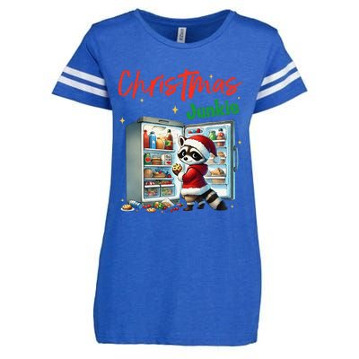 Christmas Junkie Raccoon Santa Hat Food Lovers Xmas Fridge Enza Ladies Jersey Football T-Shirt