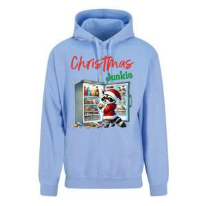 Christmas Junkie Raccoon Santa Hat Food Lovers Xmas Fridge Unisex Surf Hoodie