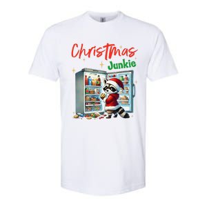 Christmas Junkie Raccoon Santa Hat Food Lovers Xmas Fridge Softstyle CVC T-Shirt