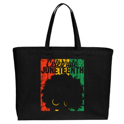 Celebrate Juneteenth Retro African Colors Women Cotton Canvas Jumbo Tote