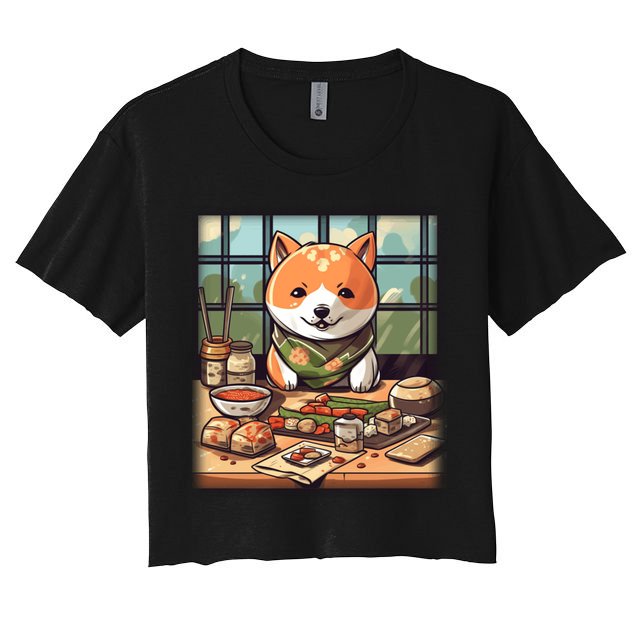 Cute Japanese Sushi Master Dog Chef Kawaii Anime Great Gift Crop Top