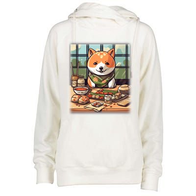 Cute Japanese Sushi Master Dog Chef Kawaii Anime Great Gift Womens Funnel Neck Pullover Hood