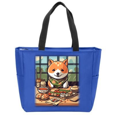 Cute Japanese Sushi Master Dog Chef Kawaii Anime Great Gift Zip Tote Bag